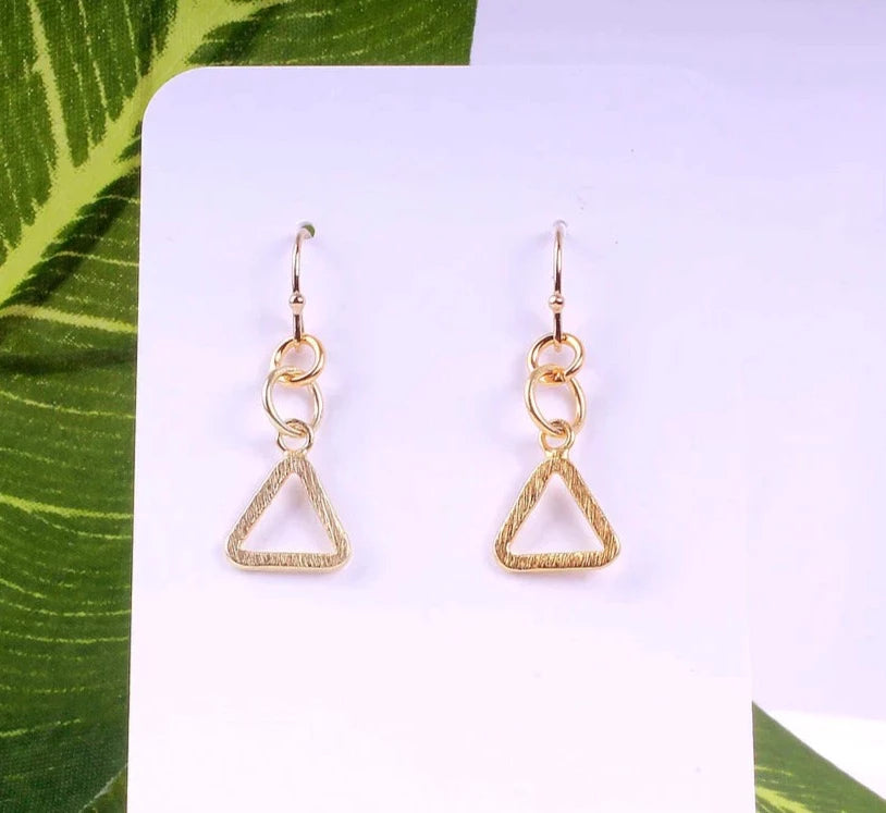 Earrings, Geo, Triangle, Gold-Plated Sterling Silver