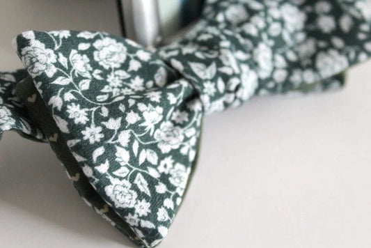 Bowtie, Green Floral, Jersey Cotton