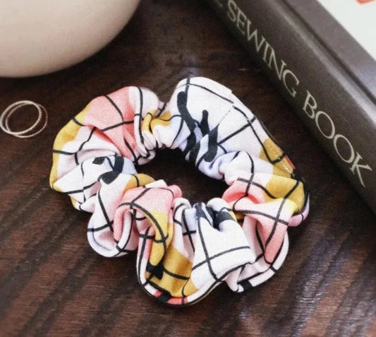 Hair Scrunchie, Abstract Grid, Gentle on Hair