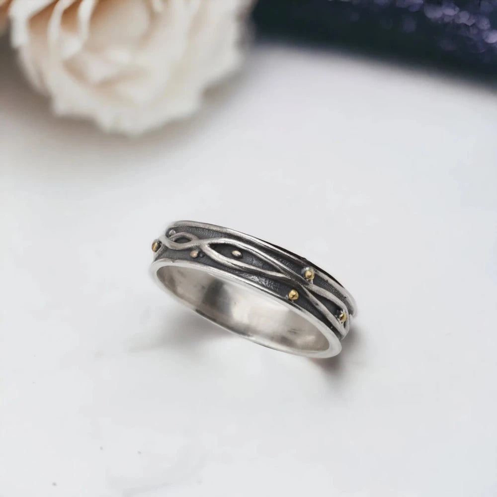 Sterling Silver Ring, Handcrafted, Antiqued Sterling Silver Ring, Bauble