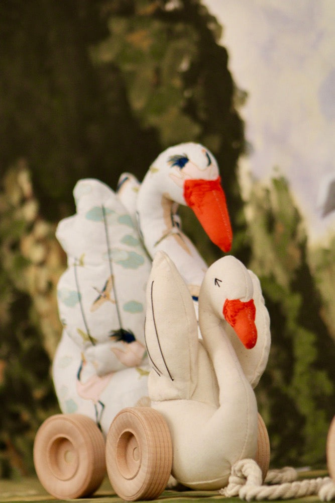 Pull-Toy, Baby Swan, Soft Textiles, Hand Embroidered