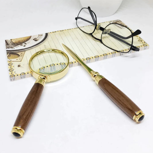 Magnifying Glass & Letter Opener, 10x Magnification, Gift set