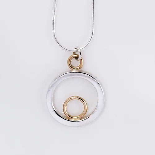 Necklace, Circle of Life, Pendant, Sterling silver, 14k Gold