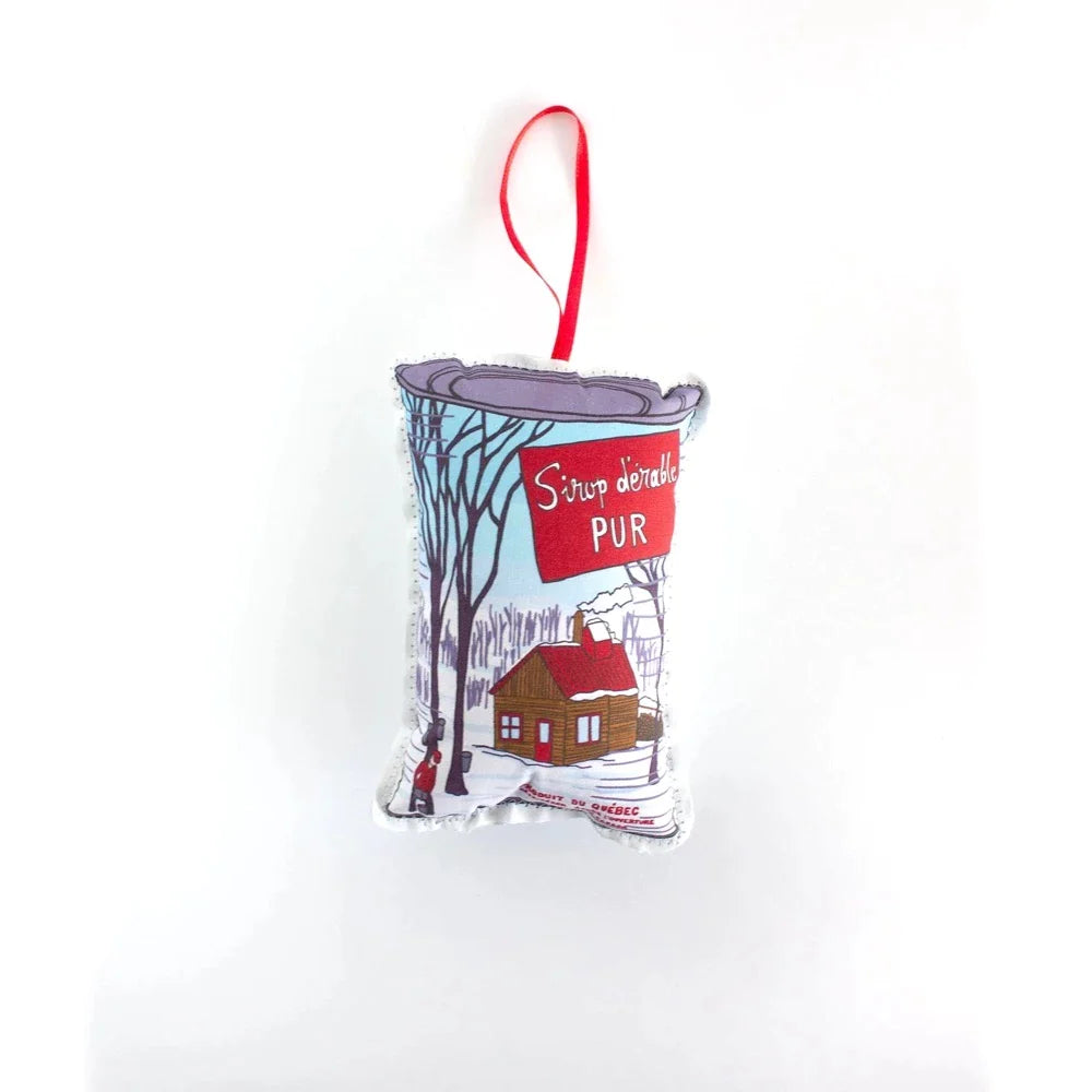 Ornament, Maple Syrup Can, Tree Decoration, Printed Fabric