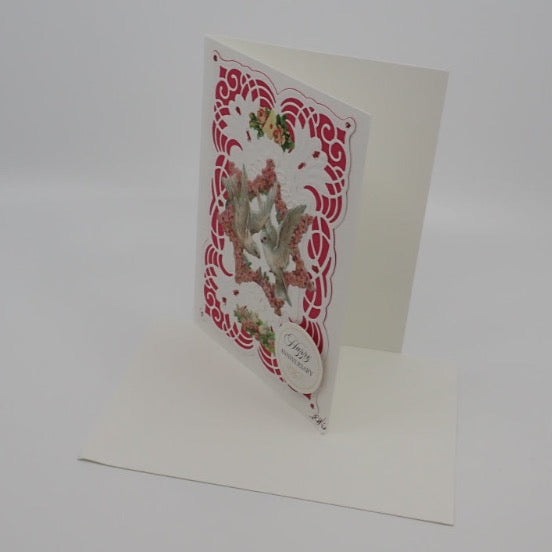 Birthday Card, Victorian Inspired, Pair of Doves, "Happy Anniversary", Paper Craft