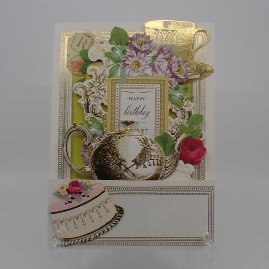 Birthday Card, Pulley Card, Tea Theme, "Happy Birthday to You", Paper Craft