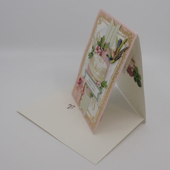 Birthday Card, Victorian inspired, Pop-Up Card, Birthday Cake, "Sending You Birthday Wishes", Paper Craft