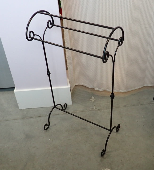 Towel Rack, Black Metal, Victorian Style