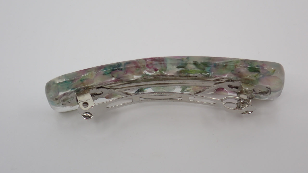 Barrette, Dried Flowers, Resin, Rectangle and Triangle Shapes