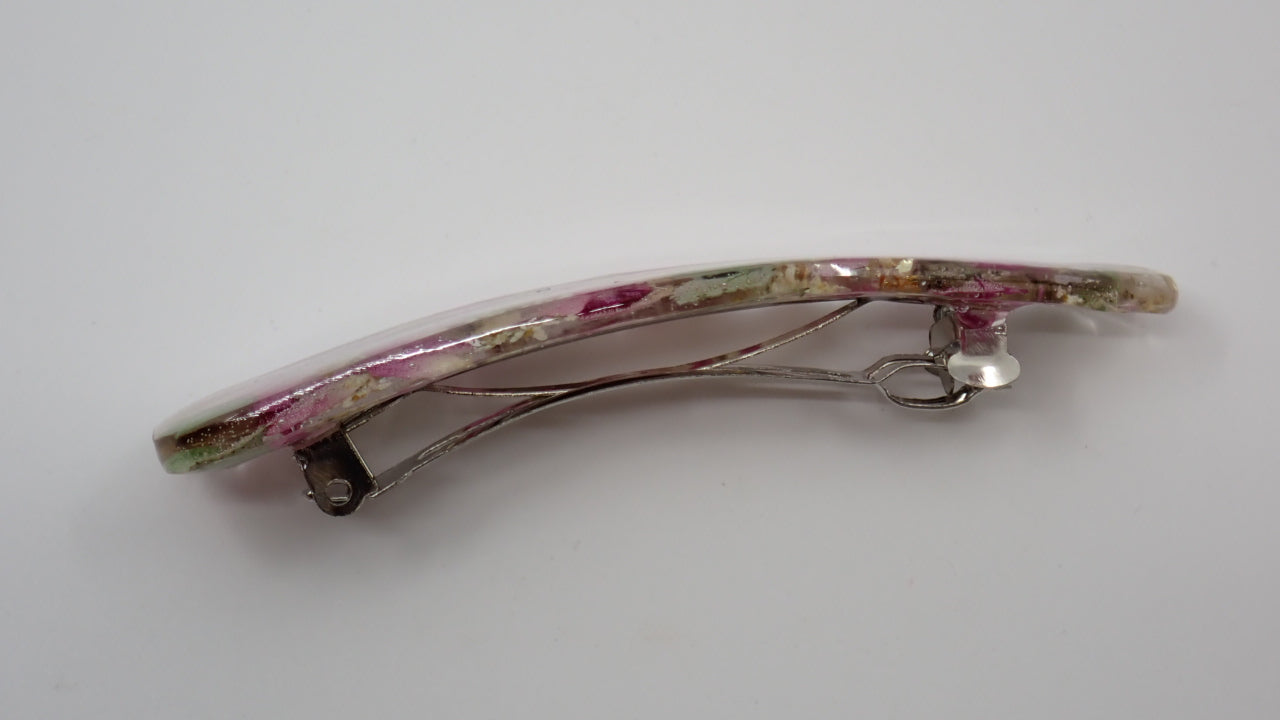 Barrette, Dried Flowers, Resin, Rectangle and Triangle Shapes