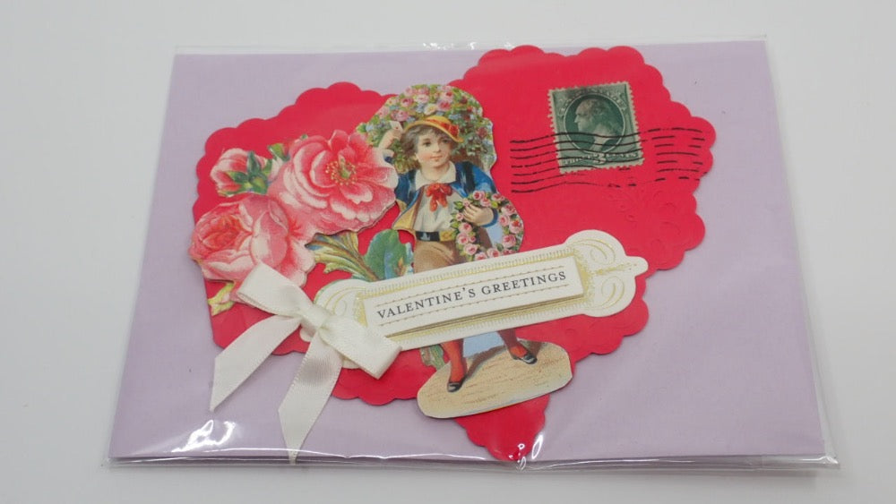 Valentine's Day Card, Victorian Collage, Heart-shaped, Paper Craft