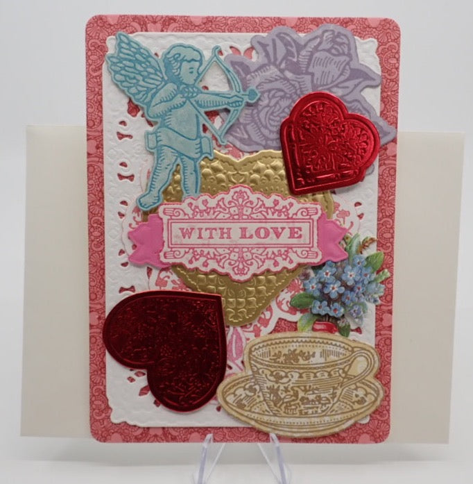 Valentine's Day Card, Letterpress Collage, Paper Craft