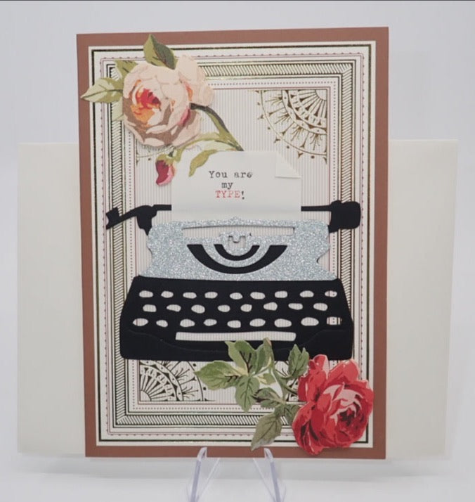 Valentine's Day Card, Typewriter, Victorian Collage, Paper Craft