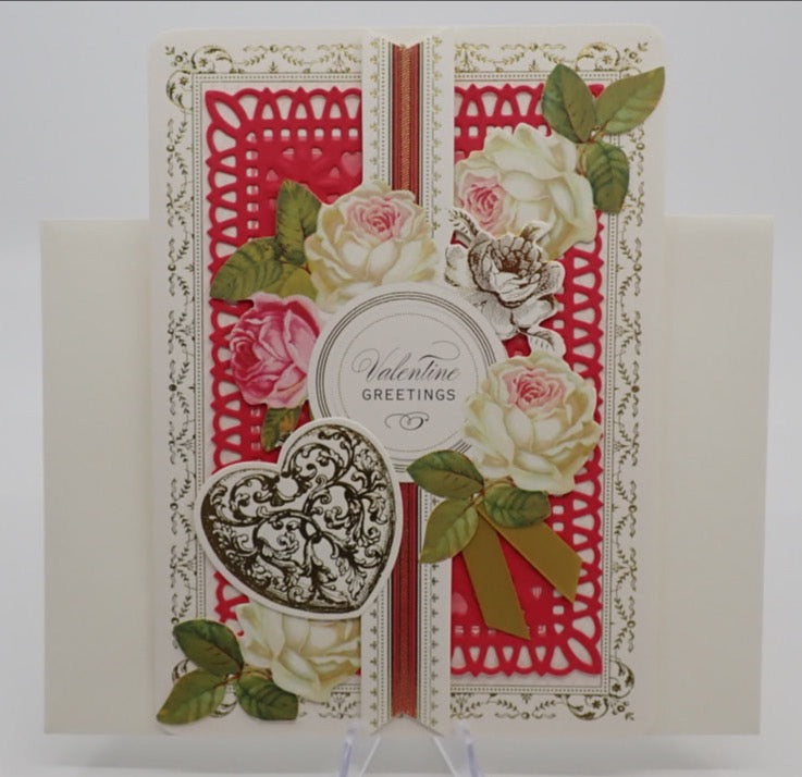 Valentine's Day Card, Paper Lace with Writing Insert, Paper Craft