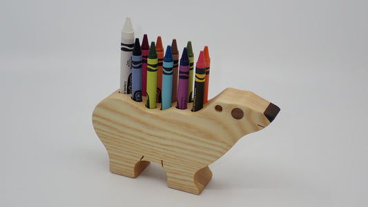 Pencil Holder, Polar Bear, Various woods, Crayons included