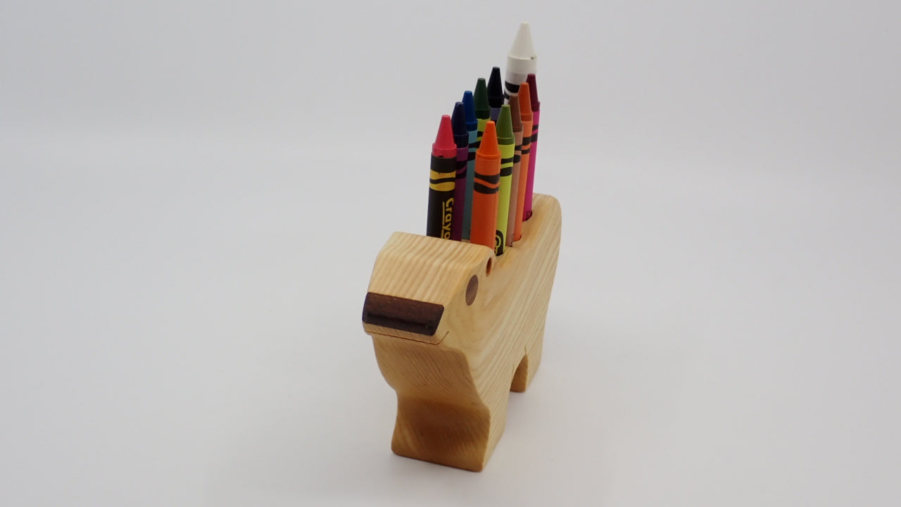 Pencil Holder, Polar Bear, Various woods, Crayons included