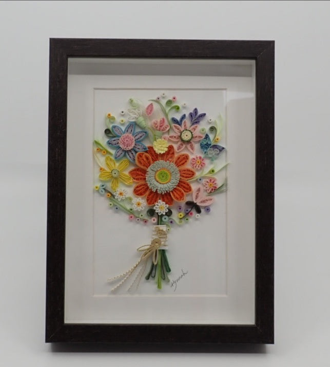 Frame Art, Bouquet of Flowers, Quilled Art