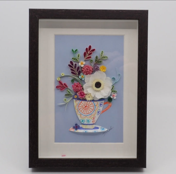 Frame Art, Tea Cup, Quilled Art