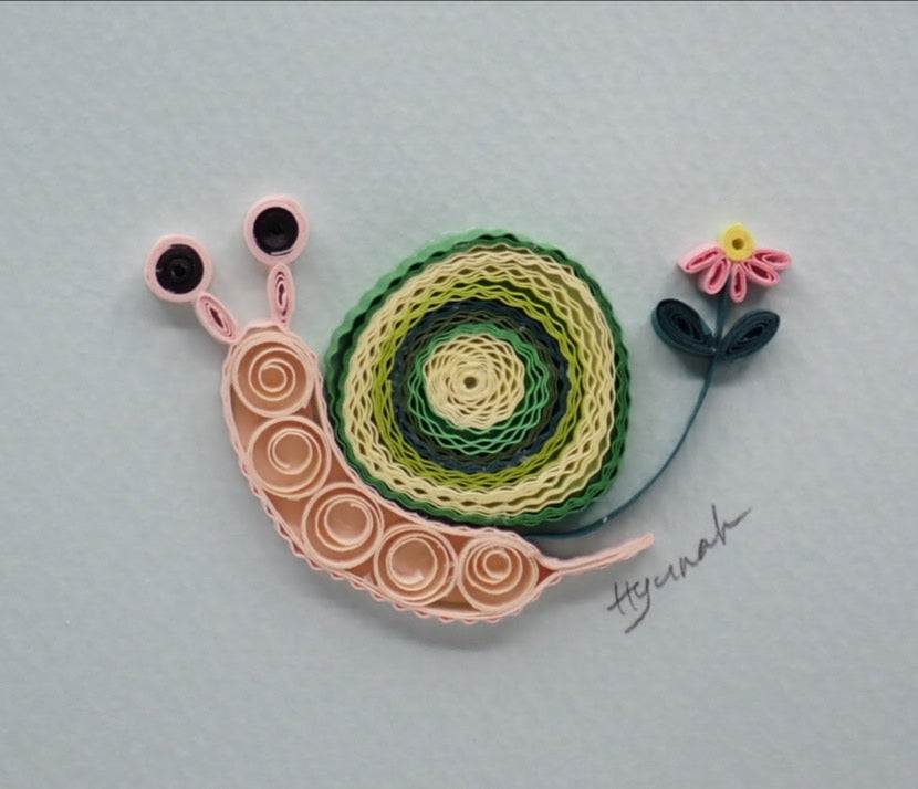 Happy Birthday Card, Snail, Quilled Art Card