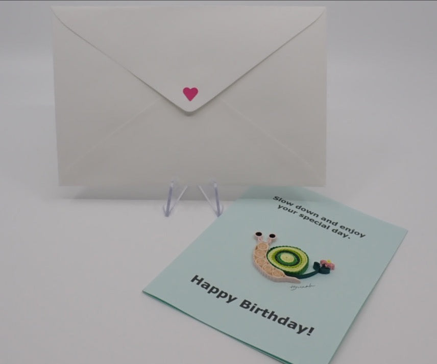 Happy Birthday Card, Snail, Quilled Art Card
