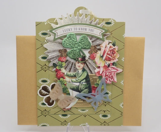 Irish Theme Greeting Card, Victorian Inspired Pop-Up Easel