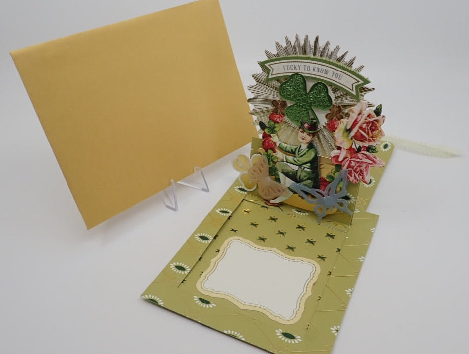 Irish Theme Greeting Card, Victorian Inspired Pop-Up Easel