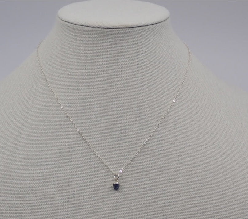 Necklace, Tiny Rough Gemstone, Sterling Silver (+ Options)