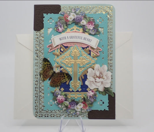 Thank You Card, "With a Grateful Heart", Victorian Inspired