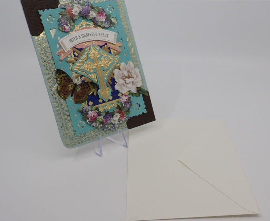 Thank You Card, "With a Grateful Heart", Victorian Inspired