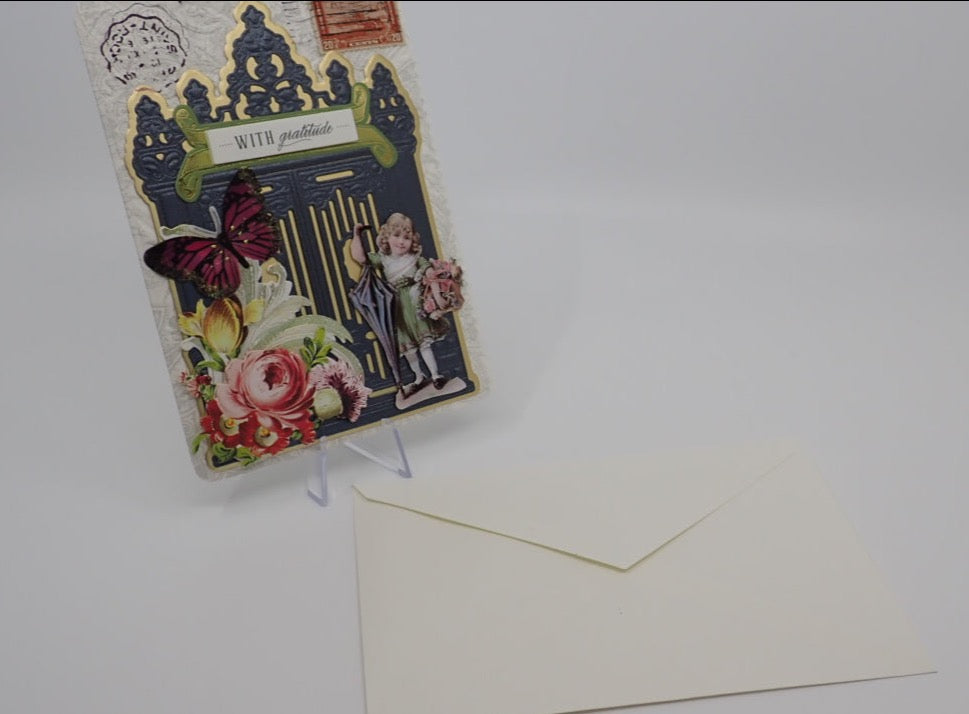 Thank You Card, "With Gratitude", Victorian Inspired