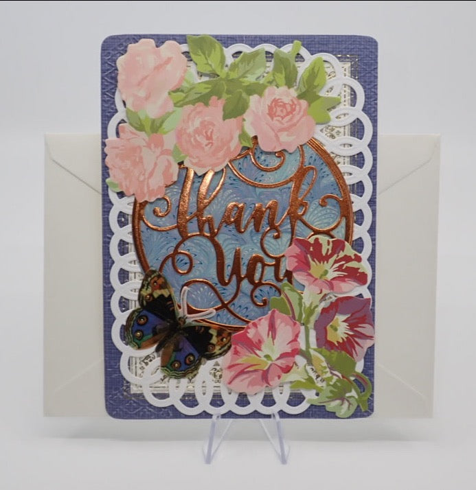 Thank You Card, "Thank You" Calligraphy, Victorian Inspired
