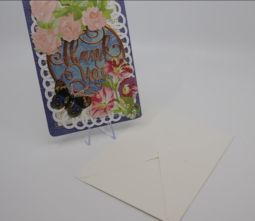 Thank You Card, "Thank You" Calligraphy, Victorian Inspired