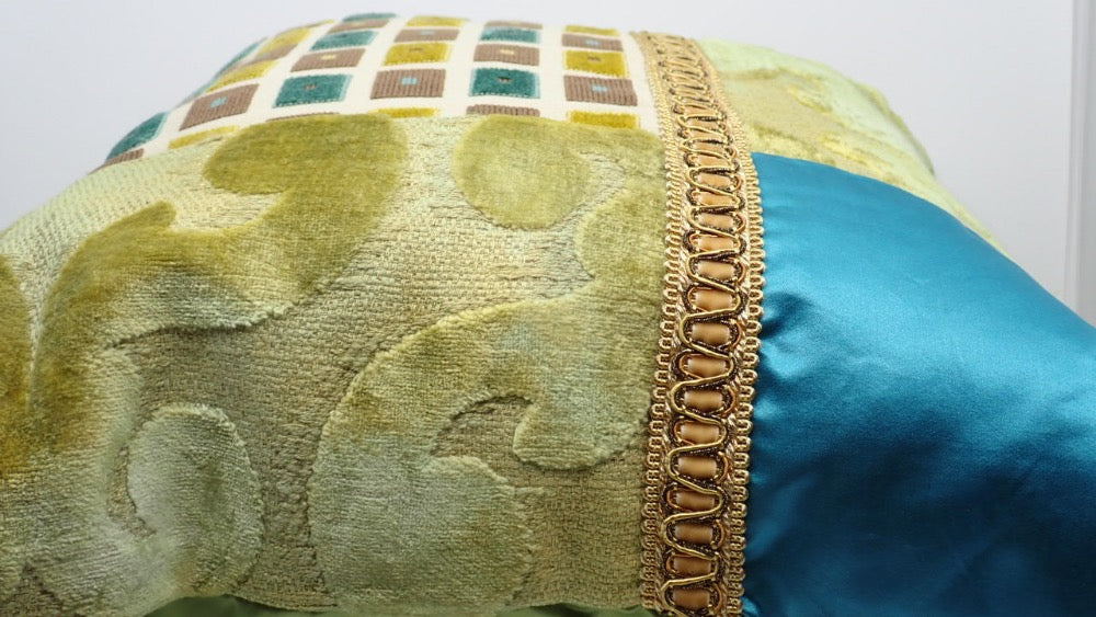 Pillows, Bohemian Style, Aqua and Lemongrass
