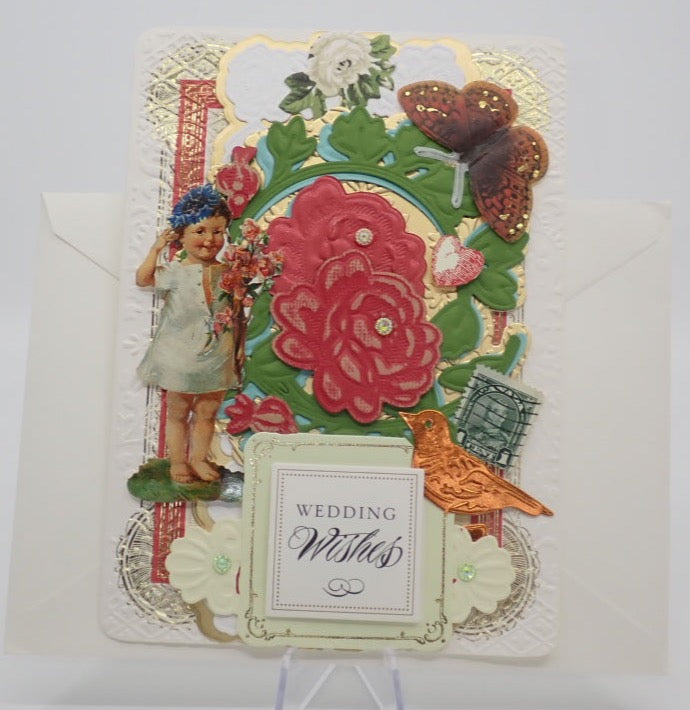 Wedding Card, "Wedding Wishes", Victorian Inspired