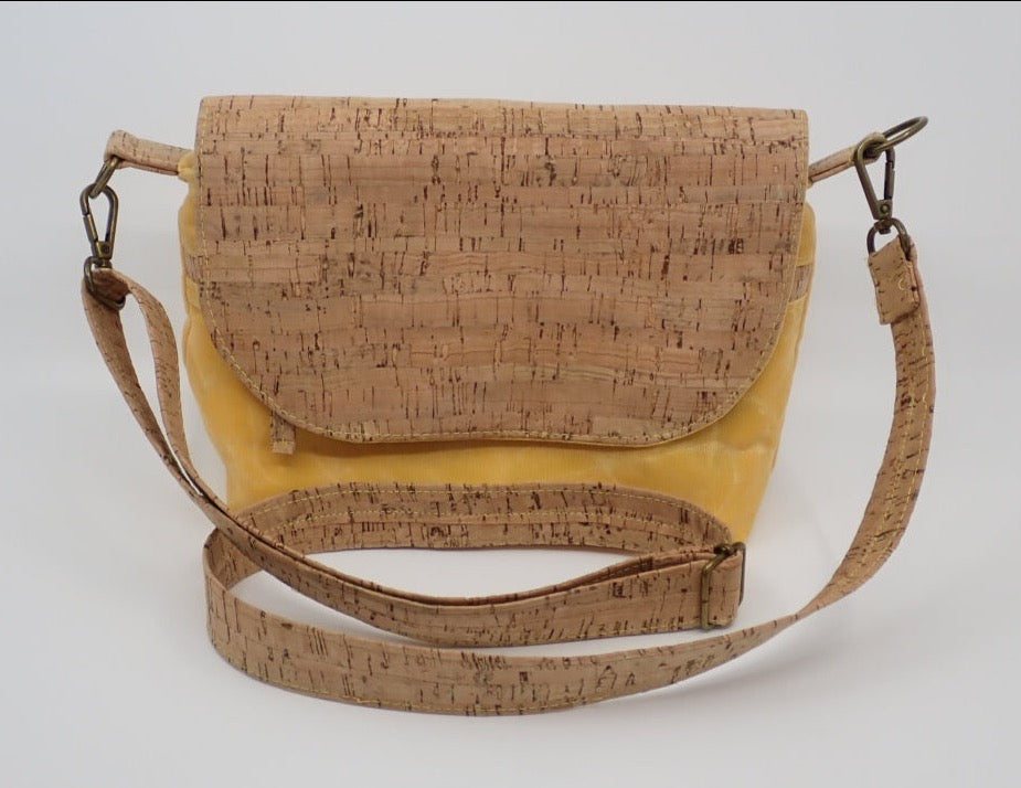 Handbag, Cross-body, Yellow, Waxed Canvas