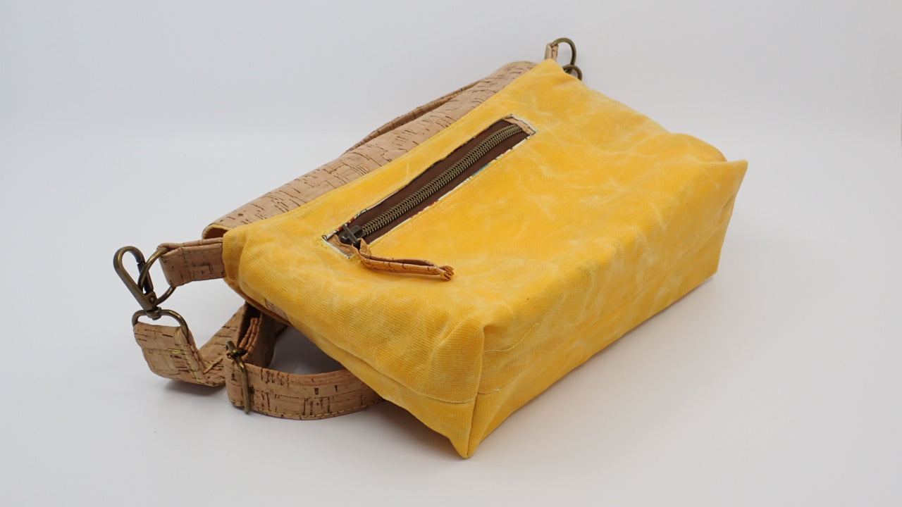 Handbag, Cross-body, Yellow, Waxed Canvas