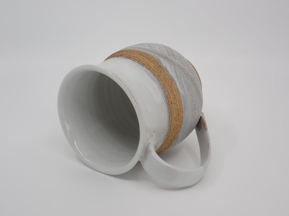 Coffee Mug, Small, Ceramic, White & Sand
