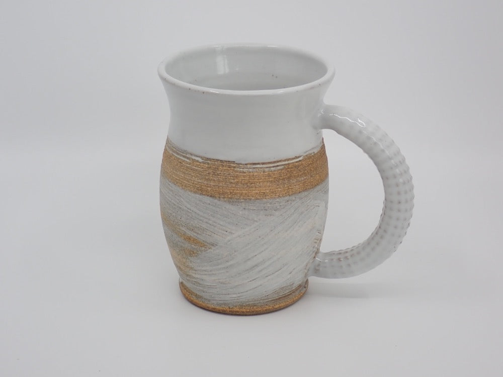Coffee Mug, Large, Ceramic, White & Sand