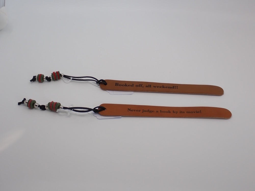 Bookmarks, Leather, Engraved Saying (+ Options)