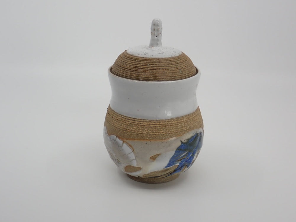 Sugar Bowl, Ceramic, Blue and Sand