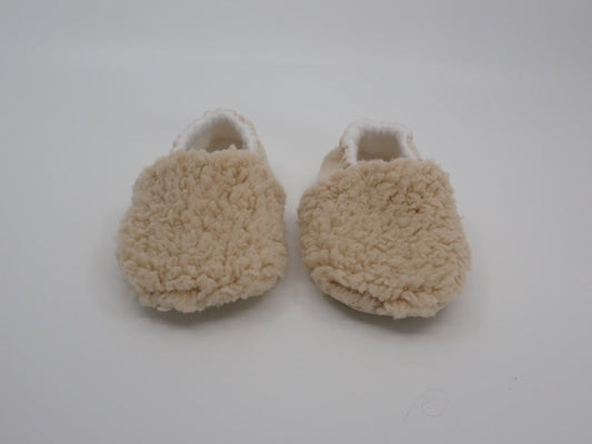 Slippers, Baby, Koda Baby Bear, Cork fabric, Fluffy beige (+ Options)