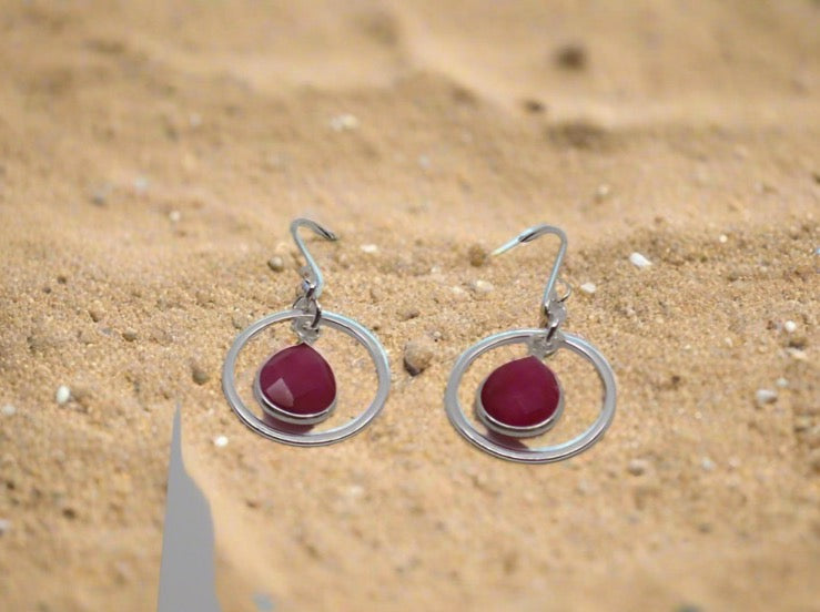 Earrings, Joyce, Sterling Silver, Semi-Precious Gemstones