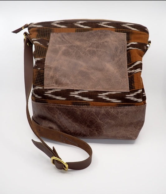 Handbag, Crossbody, Brooklyn, Printed cotton, Cowhide strap