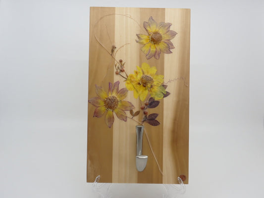 Wall Hook Rack, Single Hook, Wood, Pressed Flowers