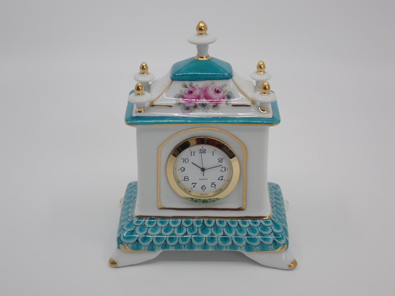 "Musical Temple", Original Art, Porcelain Table Top Clock