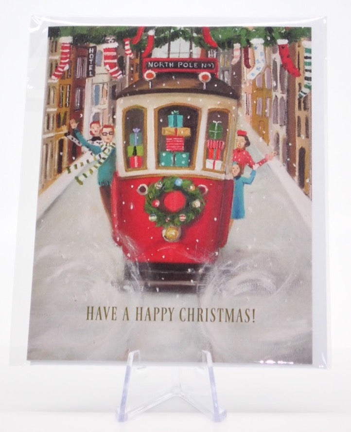 Greeting Card, Christmas, Family Trolley