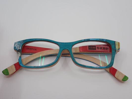 Reading Glasses, +2.00 Magnification, Recycled Skateboards (+ Options)