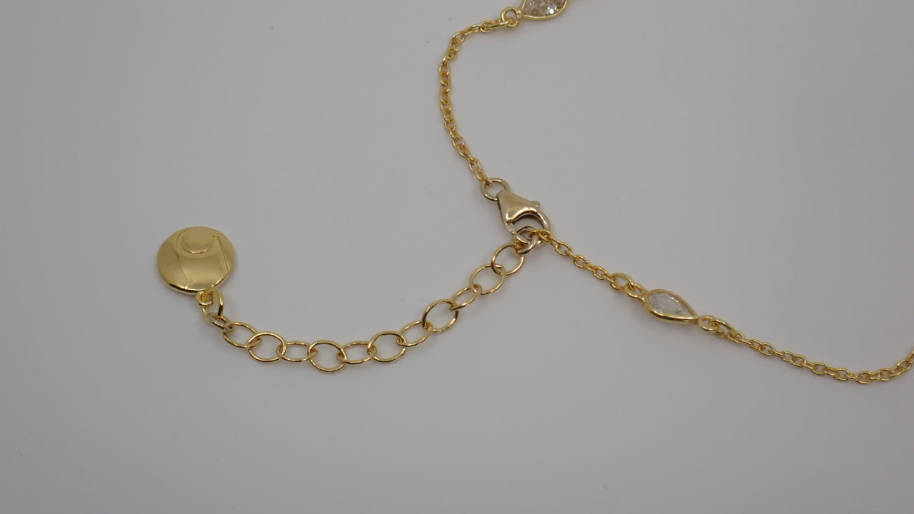 Necklace, Clear Quartz Teardrops, 14kt Gold Vermeil