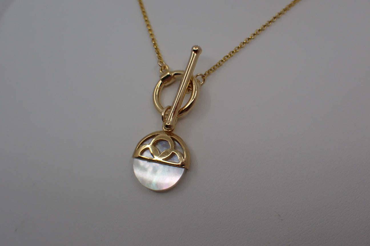 Necklace, Mother of Pearl Charm, 14kt Gold Vermeil