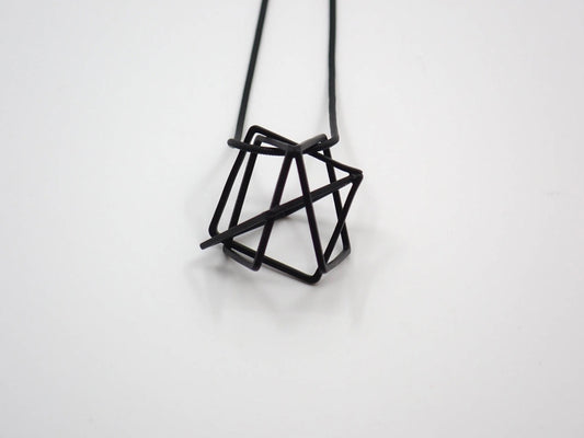 Necklace, Relaxed Cube, Black Zinc